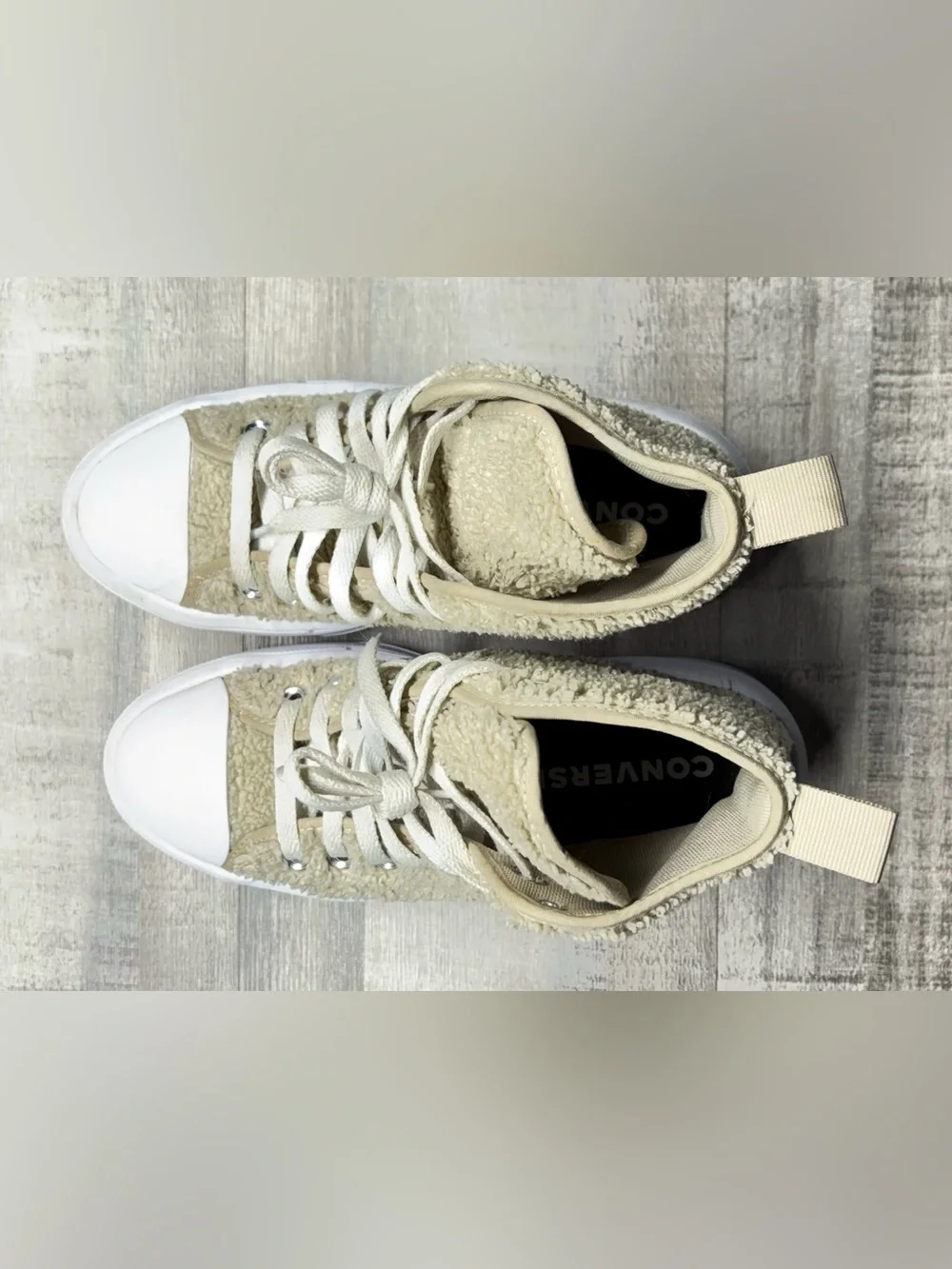 Converse Chuck Taylor All Star Platform High 'Sherpa' shoes Beach Stone